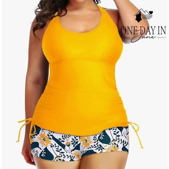 Yonique Plus Size Boyshort Tankini Swimsuit Size 18W - Picture 1 of 6